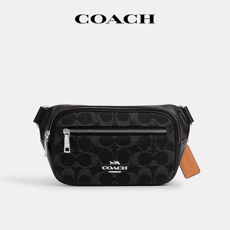 [In-Stock in China] Coach Belt Denim Chest Bag Classic Monogram Trendy Waist Bag Unisex