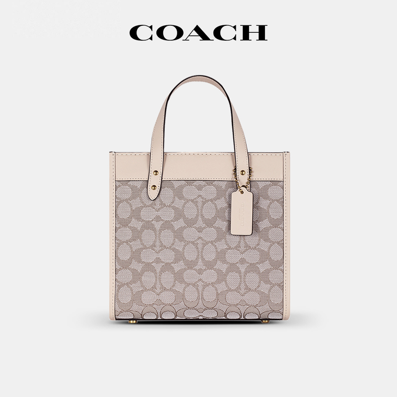 [In-Stock in China] Coach Field Square Tote Bag Fabric Monogram Shoulder Crossbody Handbag