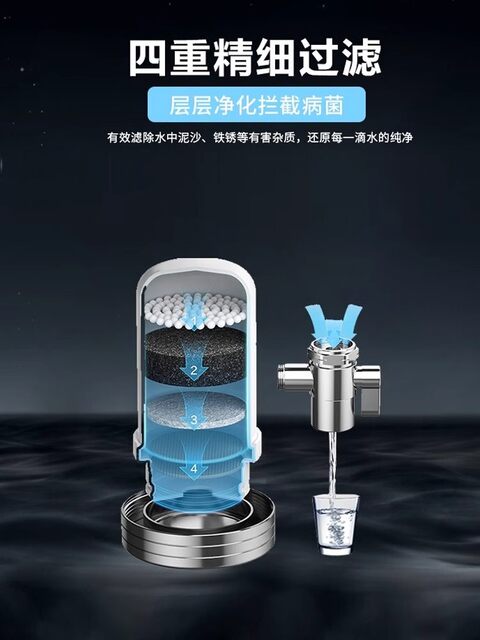 Supor Water Purifier Filter for Home Use, Stainless Steel, Non-Direct Drinking, Pre-Filter for Kitchen Tap Water, Water Purifier