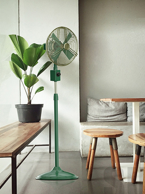 Antique Floor Fan 12inch Retro Standing Fan Metal Oscillating High Air Volume Living Room Dining Room Kitchen Nostalgic Electric Fan