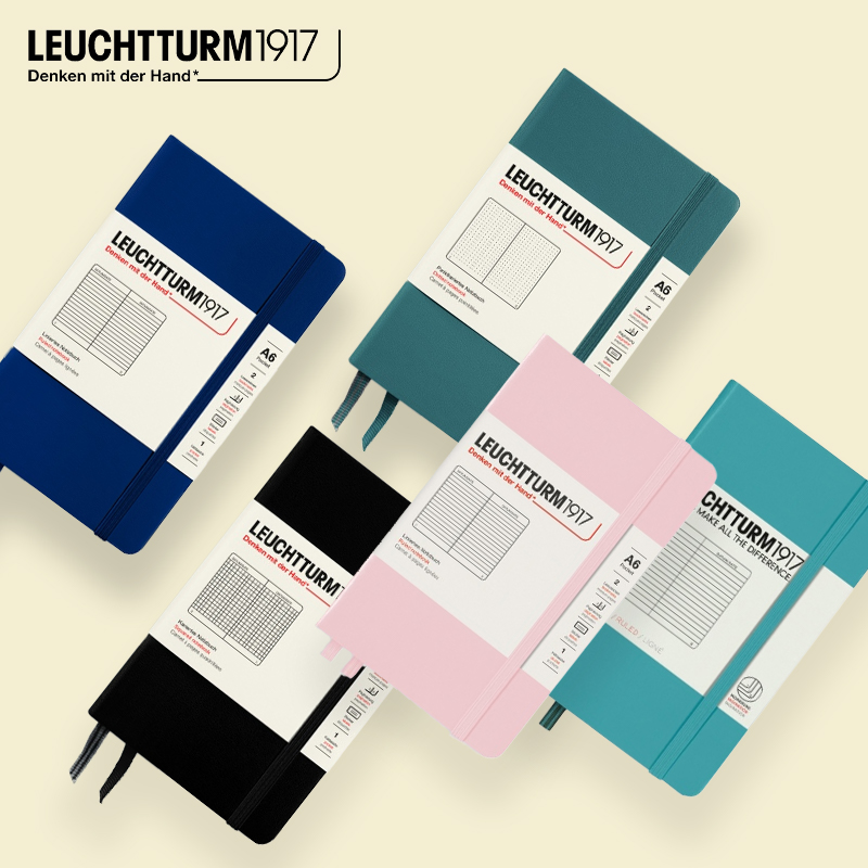 LEUCHTTURM1917德国灯塔笔记本 A6便携口袋本 硬封皮小号记事本 商务送礼高端文具 空白横线【可定制印名字】 Изображение 1