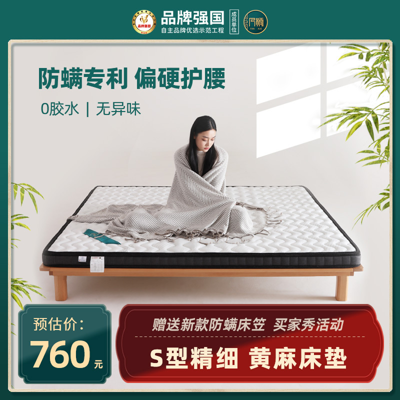 Fanxi Anti-Mite S-Shaped Jute Mattress, Adult Hard Waist Protection Palm Mat, Kidsren's Pure Combed Fine Linen Foldableing Thin Mattress