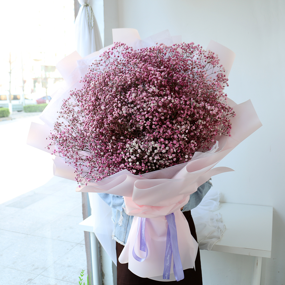 Beijing Tianjin Flower Shop Tongcheng Distribution Birthday Flowers Courier Powder Blue Purple Giant huge powder full of Star Rose bouquet