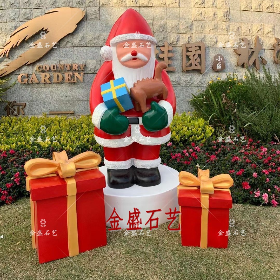 Custom FRP cartoon painted Santa Claus sculpture sandstone relief real estate garden indoor and outdoor decoration materials