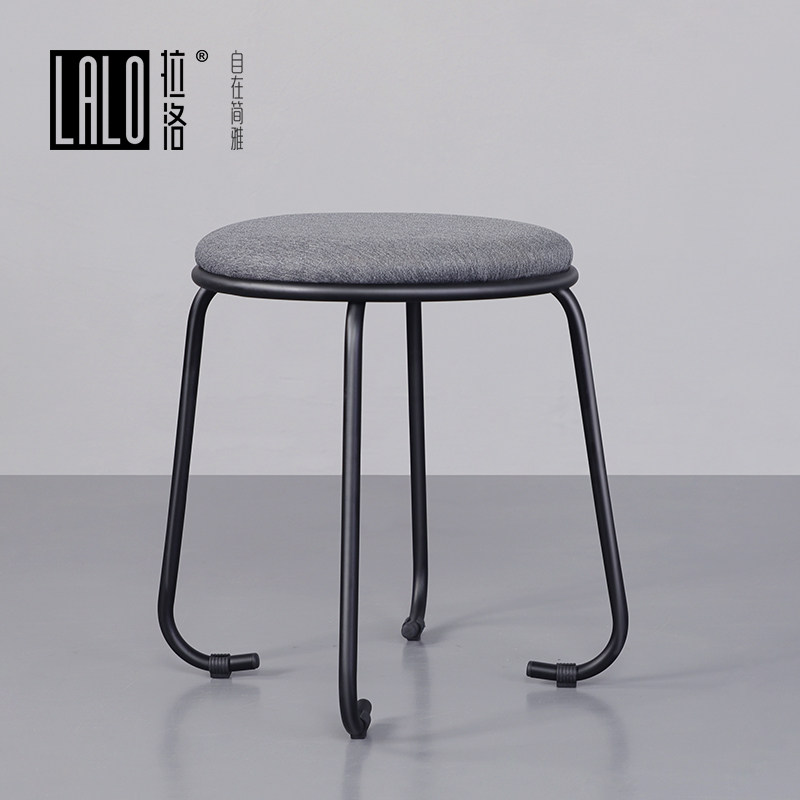 Lalo creative small stool design studio Small round stool Wrought iron Nordic style fabric art stool