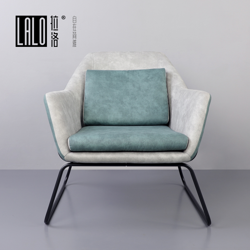 Lalo Full Steel Wire Strip Design Sense Single Sofa Parquet Color Single Sofa Chair Abrasion Resistant Leather Guest Sofa