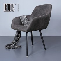 Lalo Leather Dining Chair Full Soft Bag Armchair Dining Table Chair Deep Brown Frosted Texture Modern Home Chair