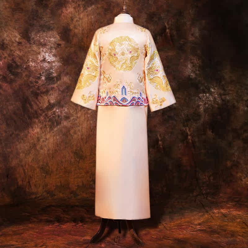 龍鳳掛新郎新款男裝中式嫁衣婚紗香檳色情侶秀禾服男復古禮服