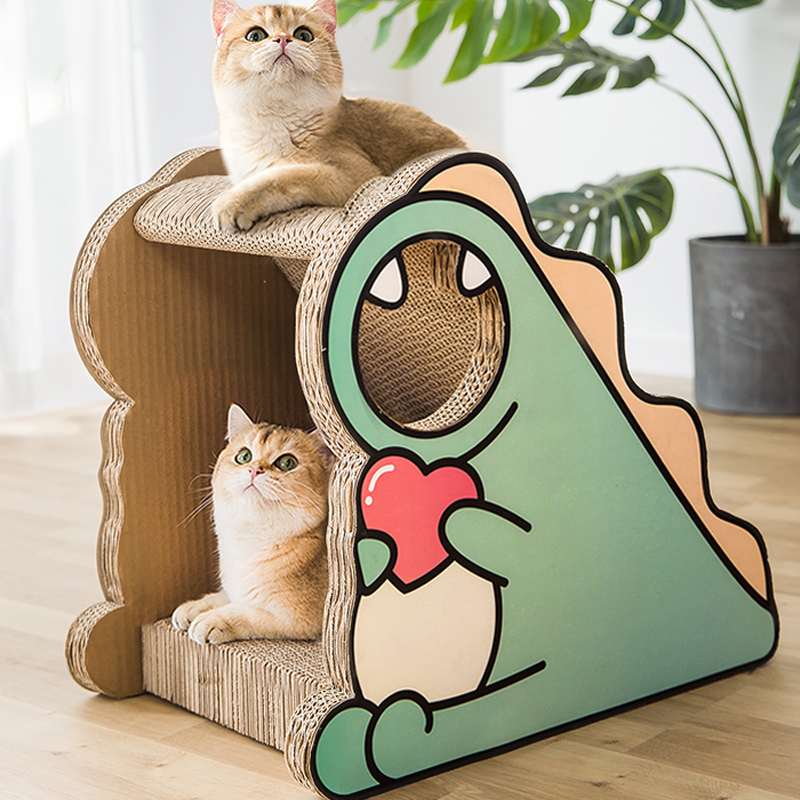 Dinosaur vertical cat grip plate nest grinding claw plate durable with scrap corrugated cardboard anti-cat grabbing sofa toy kittens
