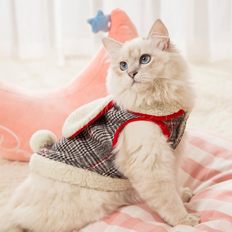 Fiery Cat Clothes Small Milk Cat Cat Cute Cotton Clothing Pet Blue Cat No Fur Cat Spring Autumn Clothing Thin cat dress