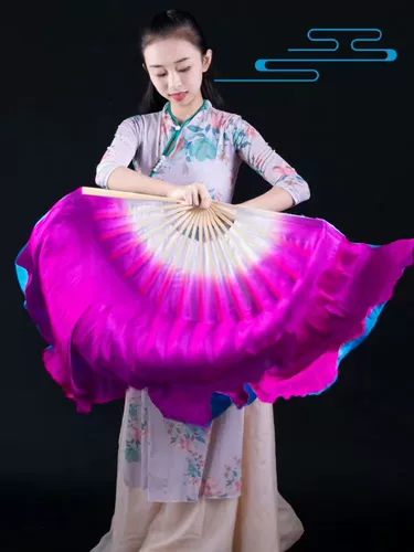 Веер из шелкового танца «Я и моя родина» Классический танец в стиле Дахэ Хрустящая нефритовая одежда Двусторонний двухцветный двойной плавающий веер