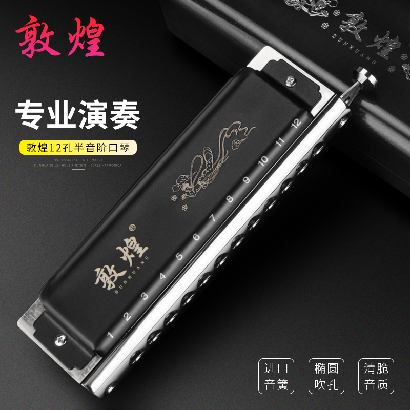 Shanghai Old brand Dunhuang 12 holes 48 Sound C Half Tone New Hands Adult Beginners Beginners Professional Playing Harmonica