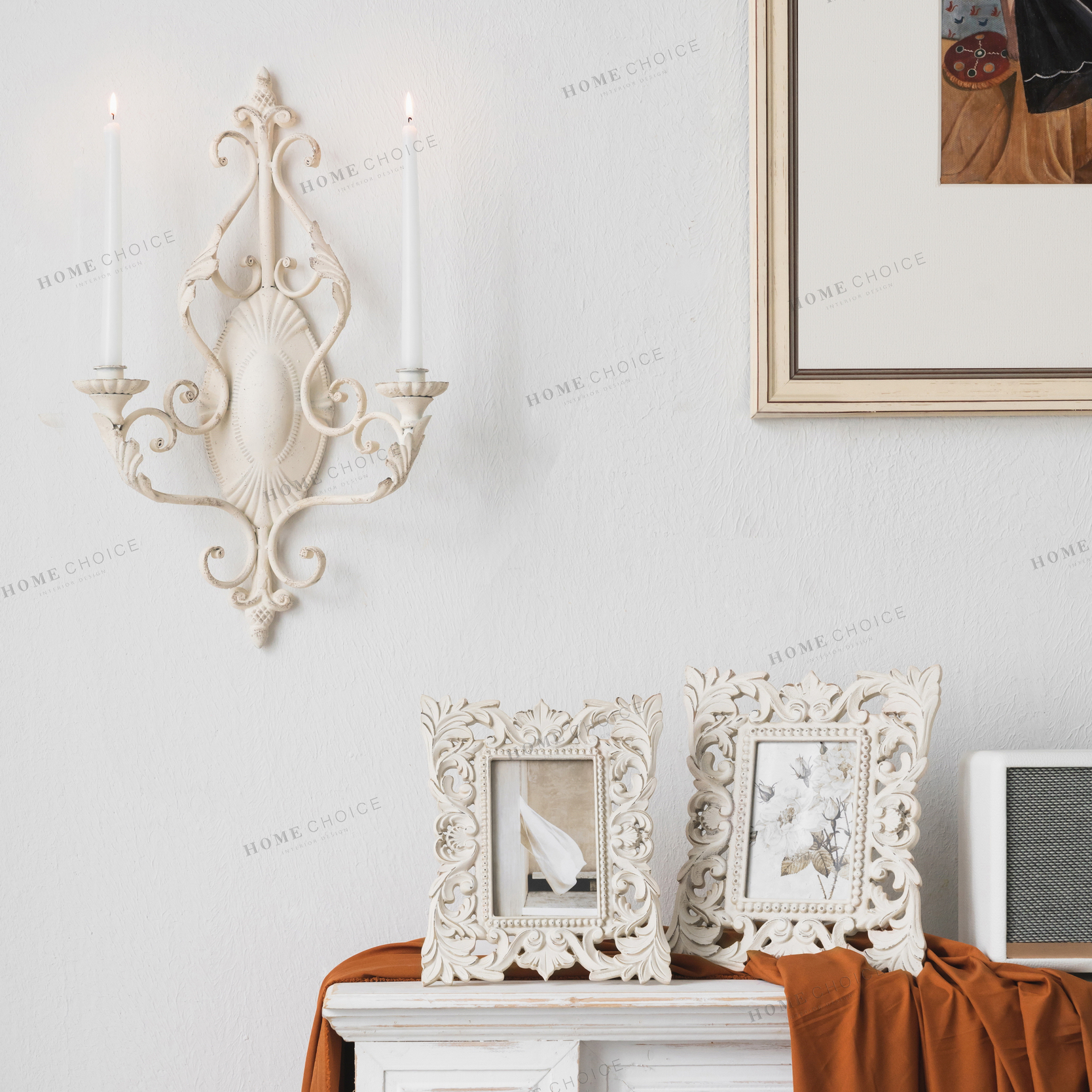 Moisturist home imitation ancient wall-mounted two-end candle holder pendulum piece combination vintage iron art retro American luxury wall decoration