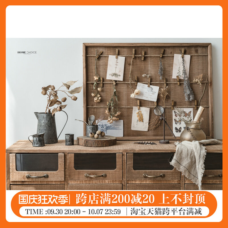 Runjia home Nordic homestay photo decorative board wooden photo board solid wood board clip display board hemp rope hanging board