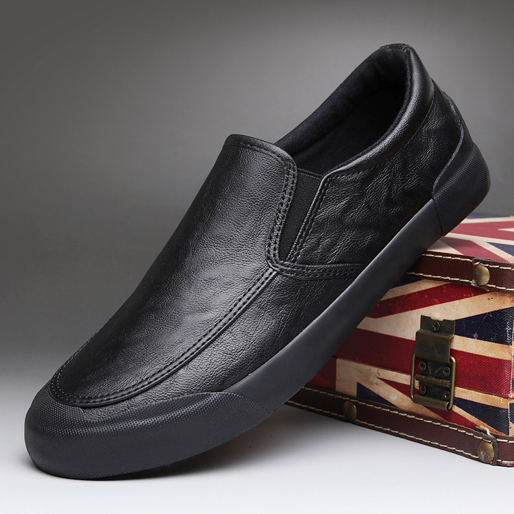 Autumn new men's shoes casual breathable leather shoes lazy one pedal men's trend all-match British driving shoes trendy shoes