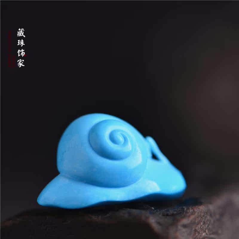 аксессуары для шеи 藏珠饰家 天然原矿绿松石苏工精雕吊坠 蜗牛 睡美人高蓝瓷松10 OTHER