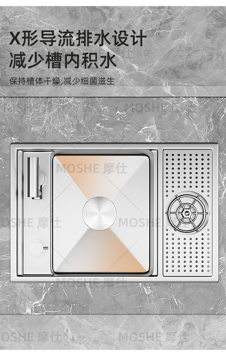Мойка двойная 德国拉丝隐藏式洗杯器304不锈钢水槽咖啡奶茶店中岛吧台迷你单水槽 Moshe