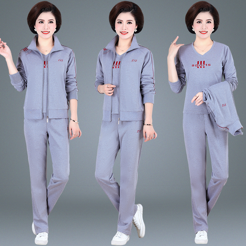 Mother spring coat 2021 new middle-aged women's large size casual wear middle-aged sports suit women spring and autumn