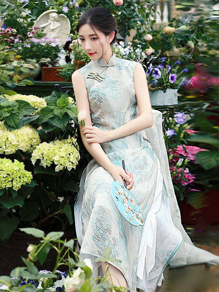 2020 new new style qipao Daily improved version Summer retro elegant little fresh foreign dress young girl