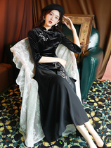 Black Ao Dai cheongsam 2020 New temperament elegant long female retro Chinese style improved version dress autumn