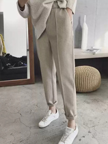 Grandma pants womens loose and thin pants in autumn and winter cashmere nine-point harem pants small feet radish pants 2020 new