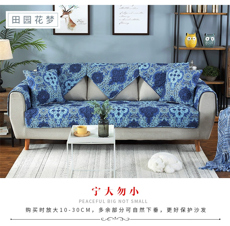 Sofa đệm Four Seasons chung tinh khiết bông vải bông chống trượt phòng khách hiện đại nhỏ gọn với da tựa lưng đệm khăn bộ đầy đủ bìa - Ghế đệm / đệm Sofa