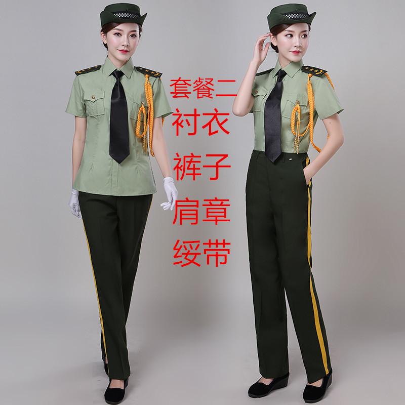 Quân sự mùa hè mặc 2019 mới nam và phụ nữ cờ quần áo lớp lá cờ ba bảo vệ danh dự quân sự trống quân phục âm nhạc