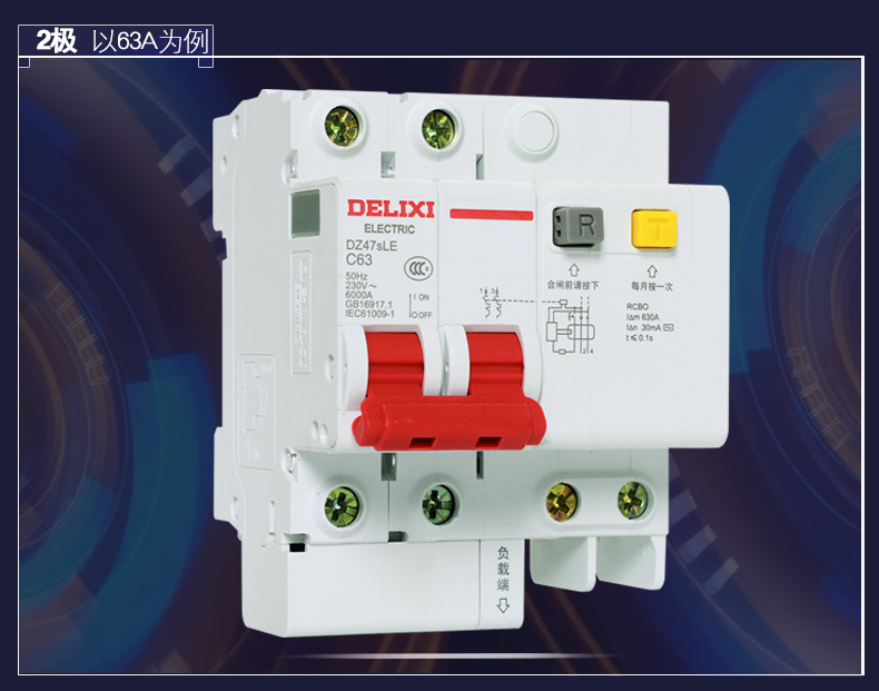 德力西 新型漏电保护器 断路器 漏保 DZ47LE DZ47SLE 1P2P3P4P 德力西,断路器,DZ47SLE-2P