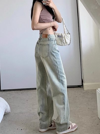 窄版直筒牛仔裤女2025秋季新款小个子高腰宽松显瘦垂感阔腿拖地裤