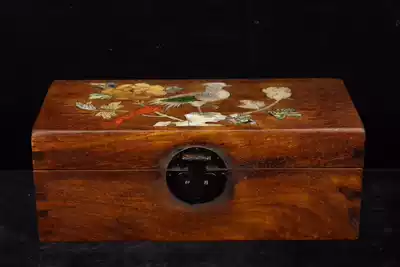 Antique miscellaneous collection Wood Collection Collection treasure pear wood inlaid shell Danfeng Chaoyang box jewelry box