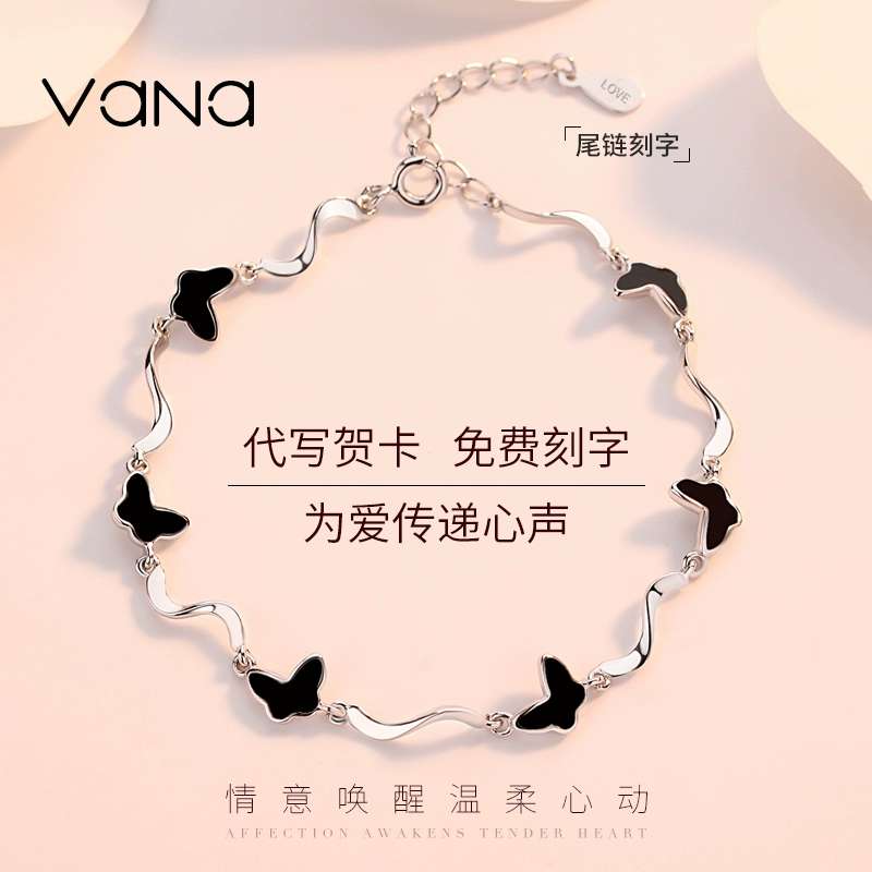 vana sterling bạc bướm thiết kế thích hợp vòng đeo tay nữ ins Bracelet ngày valentine bạn gái món quà sinh nhật - Vòng đeo tay Cuff