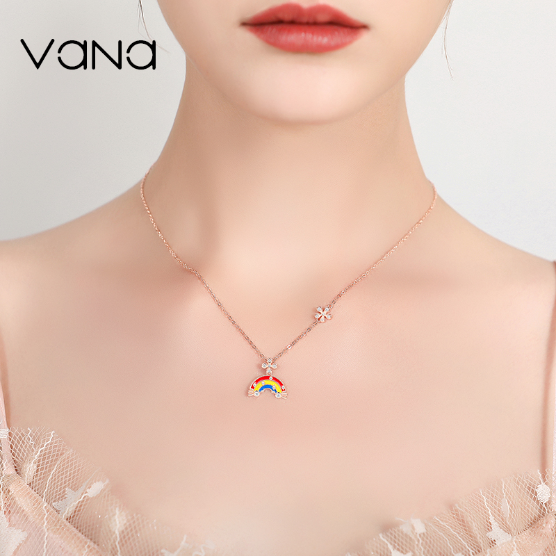 vana rainbow necklace female summer sterling silver niche design sense 2021 New light luxury niche birthday gift