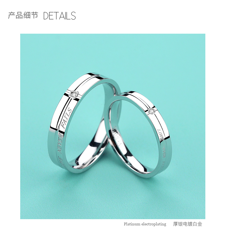 Vana sterling silver couple nhẫn một cặp người đàn ông và phụ nữ đơn giản Nhật Bản và Hàn Quốc nhẫn thiết kế ban đầu với Swarovski zirconi