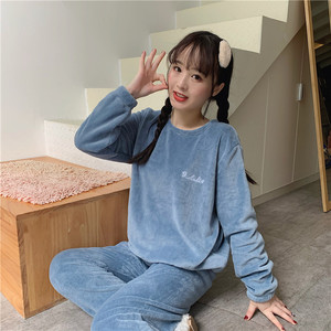 【裤子+卫衣】秋冬季情侣珊瑚绒套装睡衣