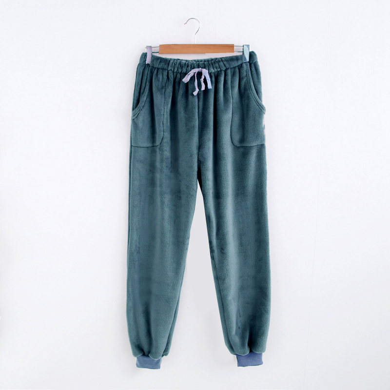 Quần pyjama nam và nữ đôi lứa mùa thu đông flannel quần nhung san hô dày ấm để giữ chân chân quần nhà chân quần thể thao nam