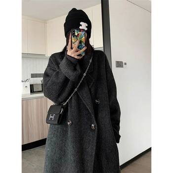 Fashionable women's mid-length thickened high-end woolen coat
