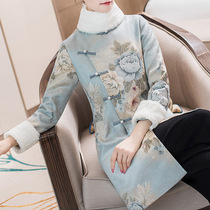 National style womens autumn and winter Chinese retro tea clothes female Zen Chinese style cotton clothes improved Tang suit jacket Chinese women