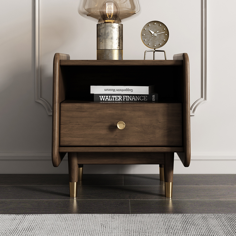 Middle ancient solid wood bedside table Nordic simple bedside cabinet small apartment bedroom retro boxwood bucket storage cabinet