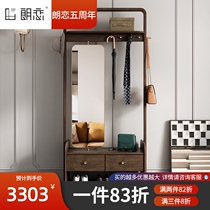  Nordic middle-aged industrial style solid wood full-length mirror Household bedroom storage storage floor-to-ceiling mirror Retro fitting full-length mirror