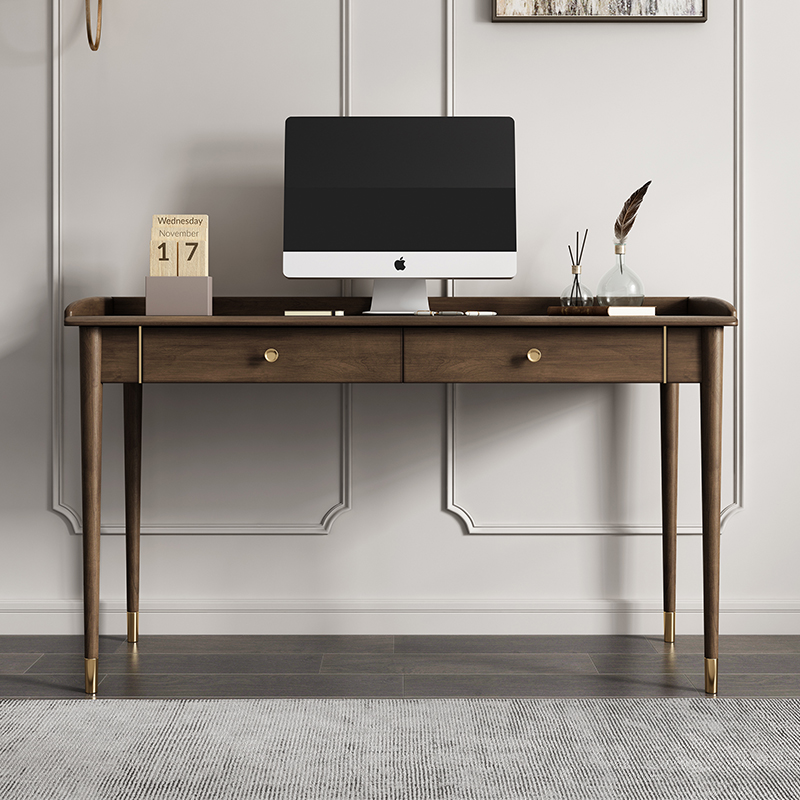 Nordic Retro Solid Wood Desk Light Extravagant Home Office Desk Modern Small Family Medieval Industrial Wind Computer Desk