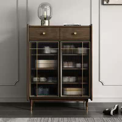 Medieval industrial wind solid wood shoe cabinet home door Nordic small apartment retro boxwood entrance entrance storage cabinet