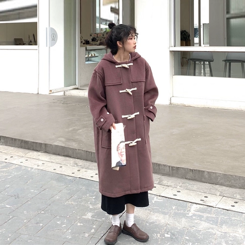 Демисезонное длинное шерстяное пальто, куртка, 2019, в корейском стиле, средней длины, подходит для подростков