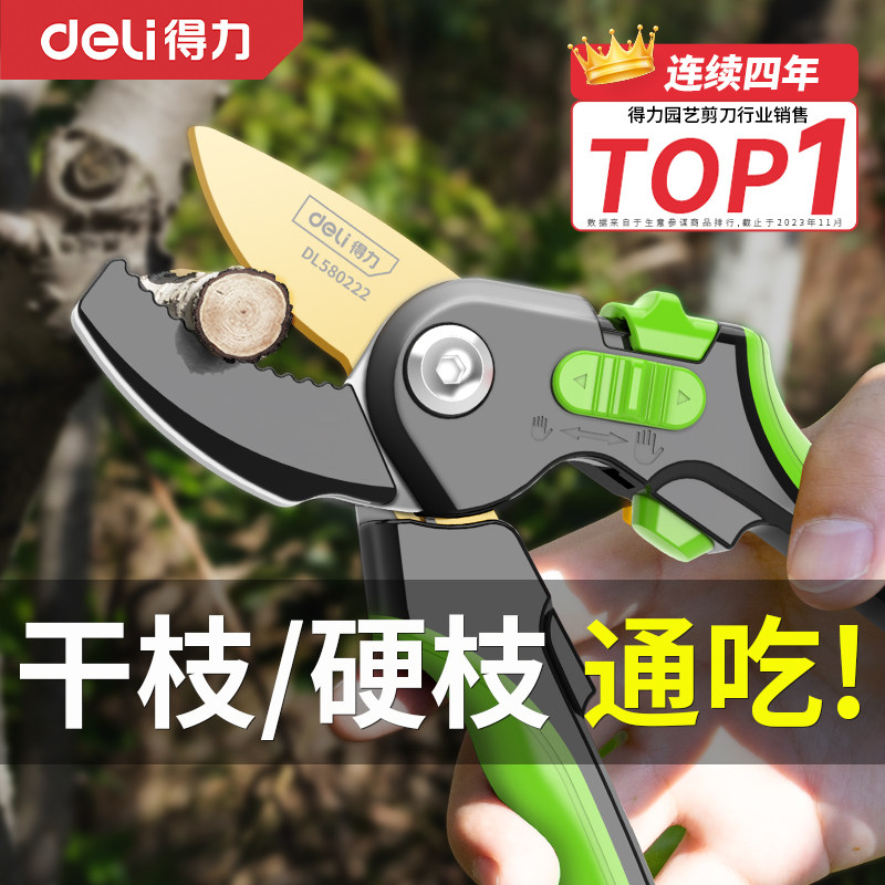 得力剪树枝专用剪刀果树园艺修枝剪刀修花艺枝条修剪园林粗枝剪刀