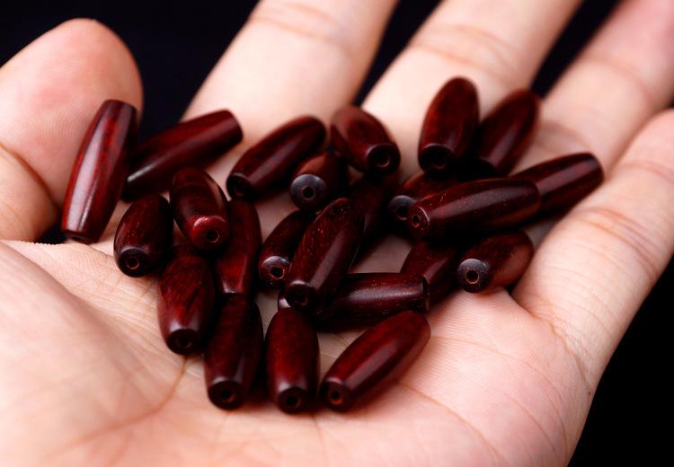 Indian Small-Leaf Red Sandalwood Dzi Beads Disciple Beads Loose Beads Hand-Polished Waist Beads Top Beads Red Sandalwood Accessories Accessories DIY