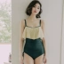 Đồ bơi nữ mùa xuân hot 2018 mới đồ bơi ba mảnh xẻ ngực nhỏ thu thập gợi cảm áo tắm retro eo cao đồ bơi 2 mảnh cho bé gái Bộ đồ bơi hai mảnh