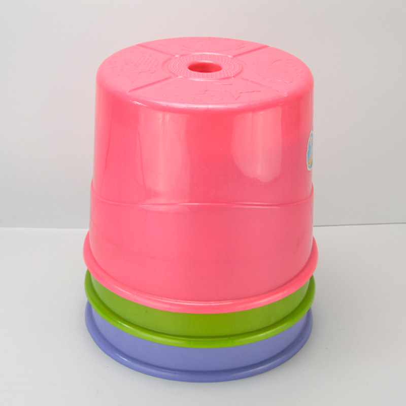 Happy Bucket Round Stool Size Plastic Family Leisure Children's Small Bench Student Adult Low Stool Learning Chair