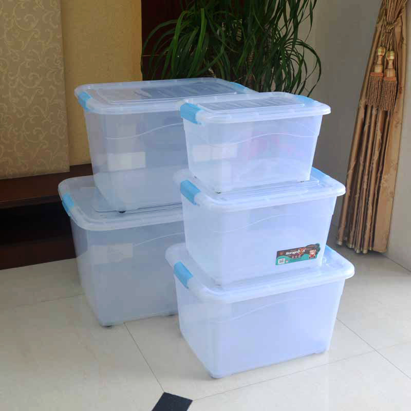Quilt Plastic Containing Box 5L-180 Liters Covered Pulley Transparent Finishing Box Containing the number of plastic boxes