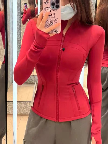 lulu瑜伽服同款Define春夏弹力显瘦立领外套速干运动瑜伽健身夹克