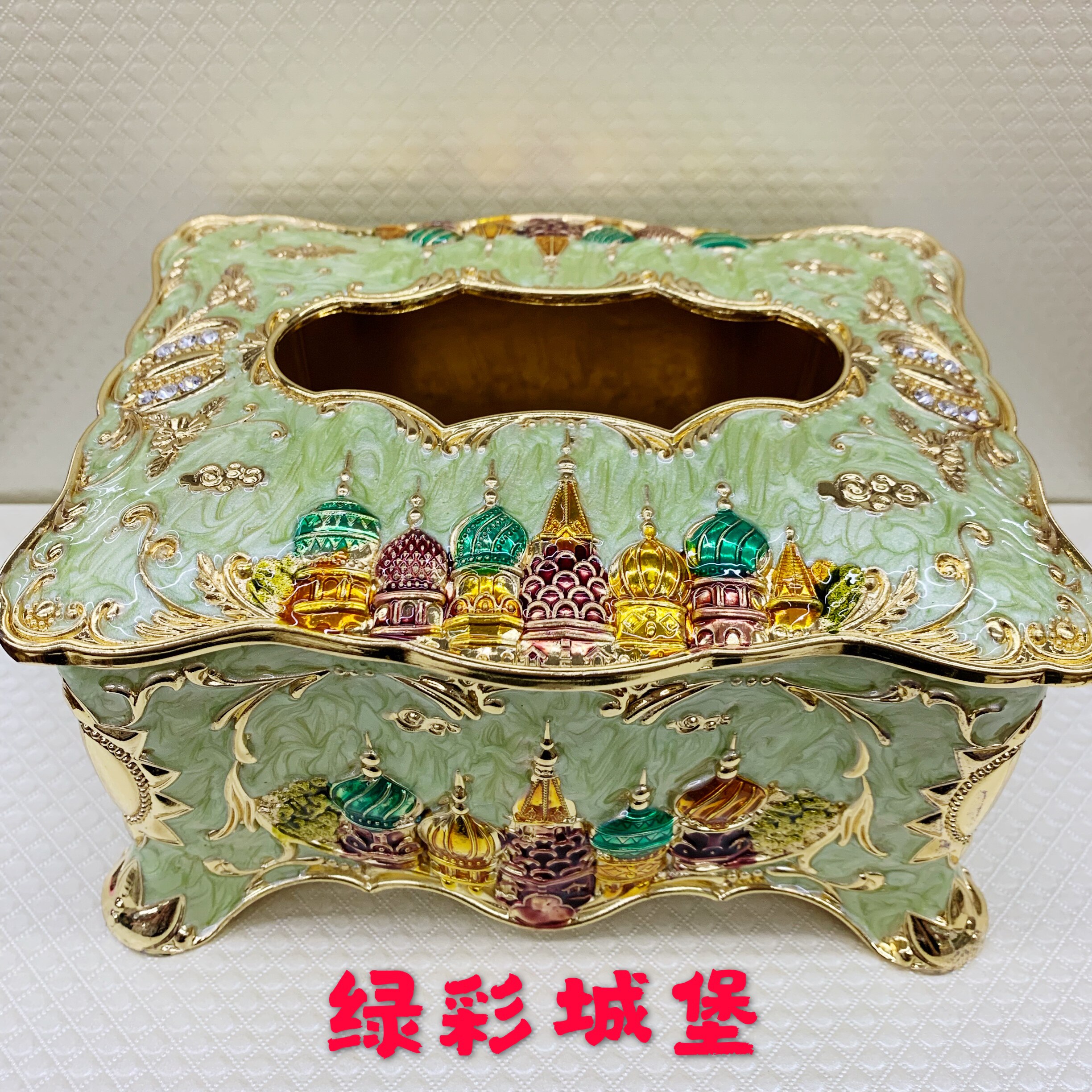 European tissue box storage box Russian living room creative retro home napkin carton wine KTV green city