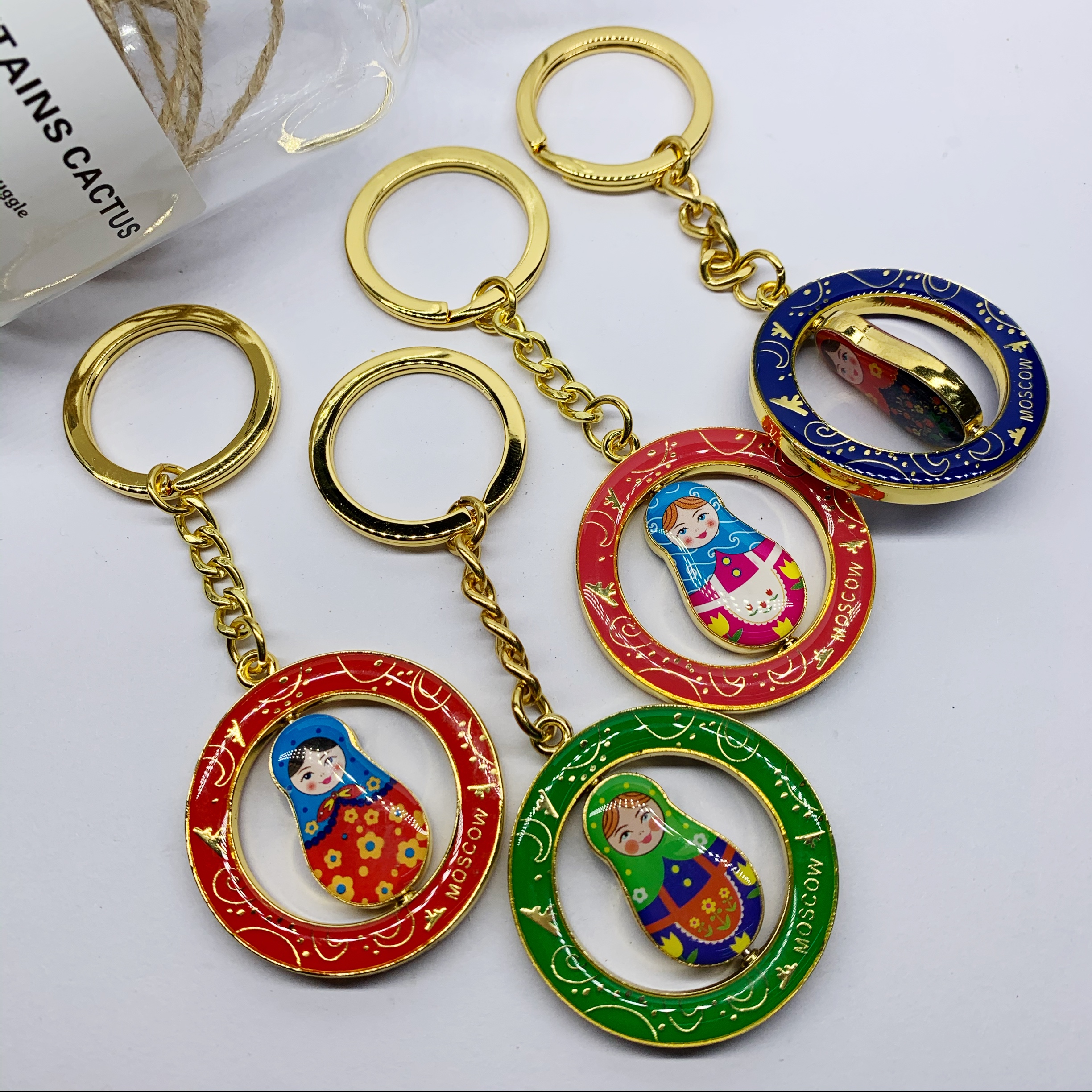 Matryoshka doll key chain exquisite portable travel special souvenir popular buckle business gift round red commodity